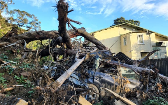 Damage can be seen all along Motutara Road.