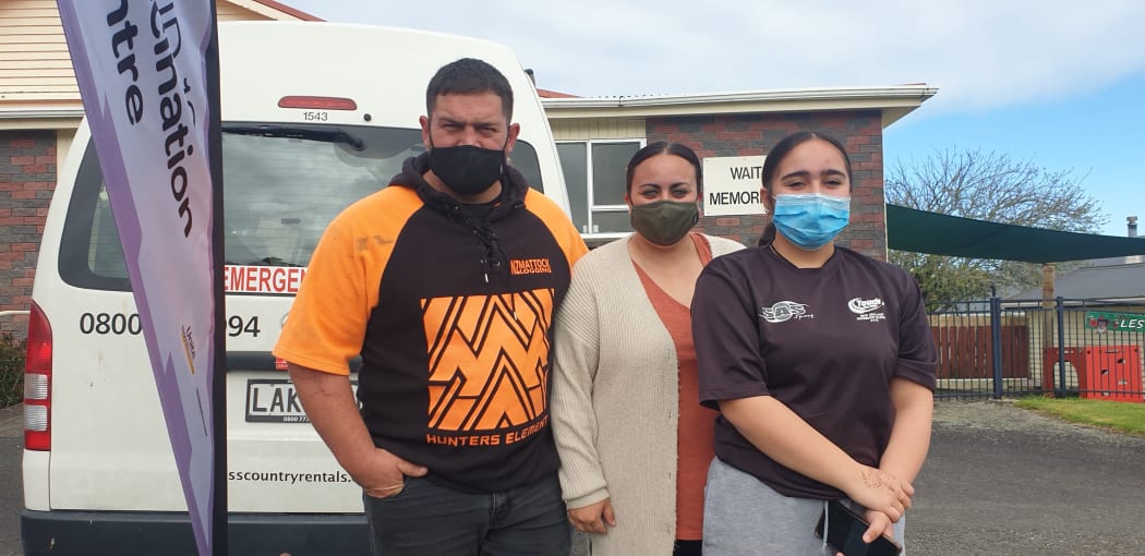 Nathan Maddox brought his wife Zara and daughter Alicia along to get a jab. He was initially against getting the vaccination.