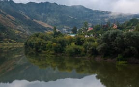 A view of the settlement of Jerusalem on the banks of the Whanganui River