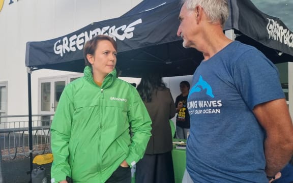 Greenpeace's Amanda Larsen (left).