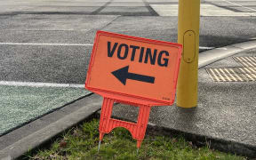 A voting sign in the 2023 general election
