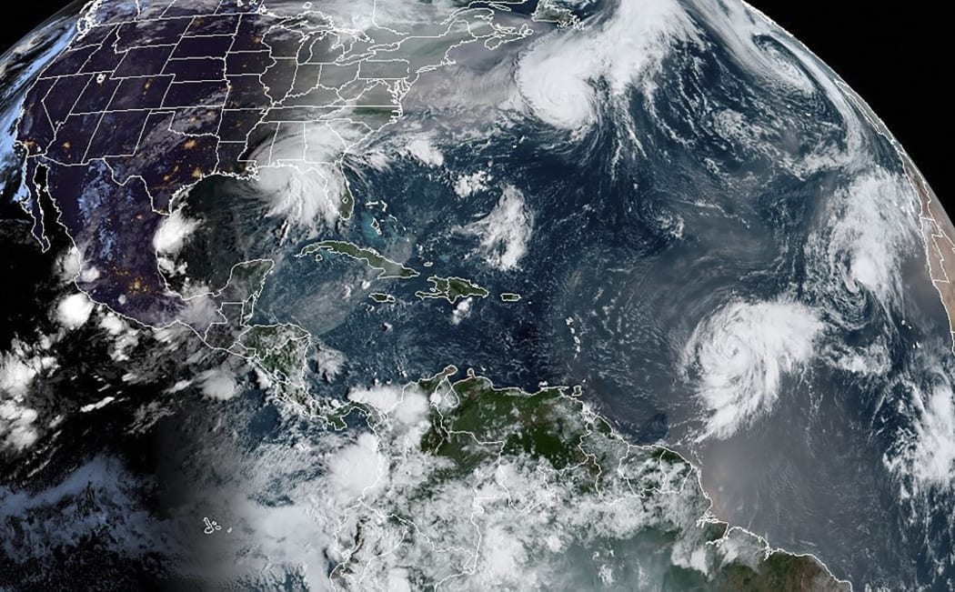 This RAMMB/NOAA satellite image shows various hurricanes in the Atlantic Ocean on September 15, 2020, at 12:40 UTC. - The 2020 Atlantic hurricane season has broken many records so far, and the season is barely half done.