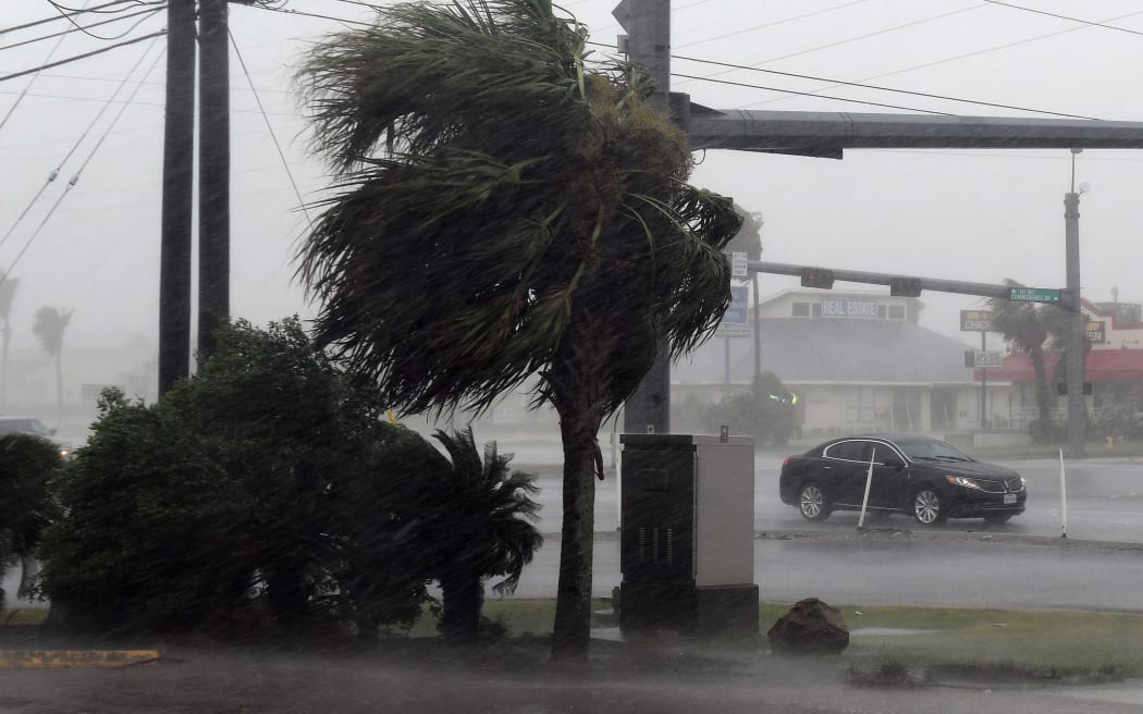 Hurricane Harvey is beginning to hit Corpus Christi, Texas.