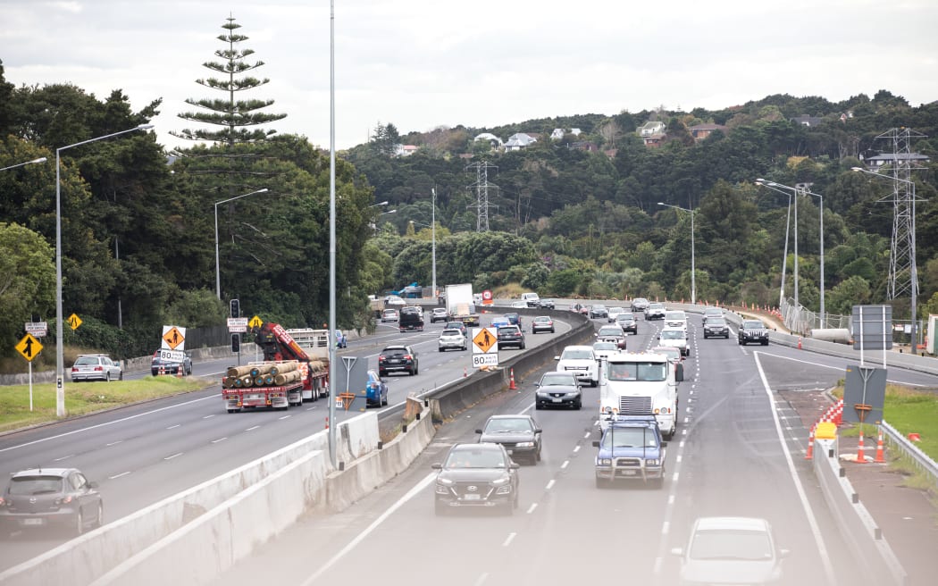 Cars on a motorway in Manurewa, South Auckland.