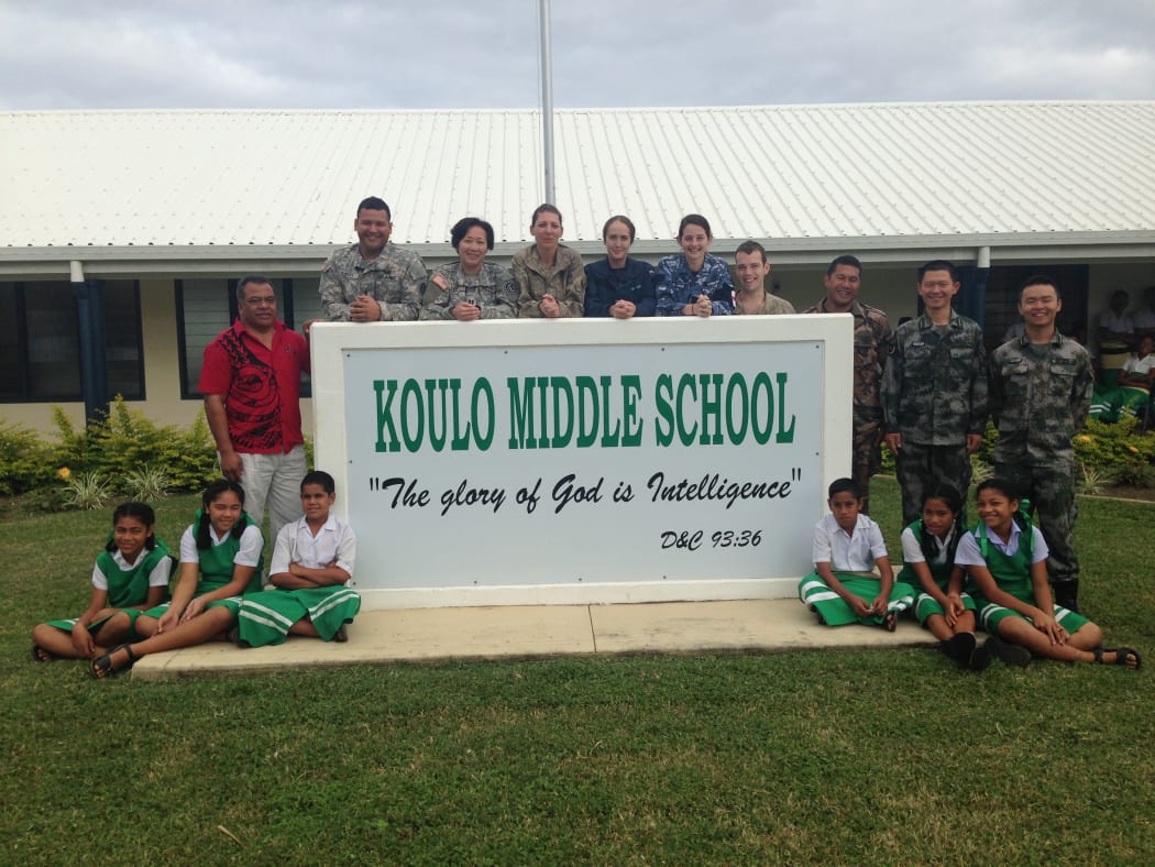 Members of a multi-national task force led by the New Zealand Defence Force recently visited primary and secondary schools in one of the main islands in Tonga’s Ha’apai island group.