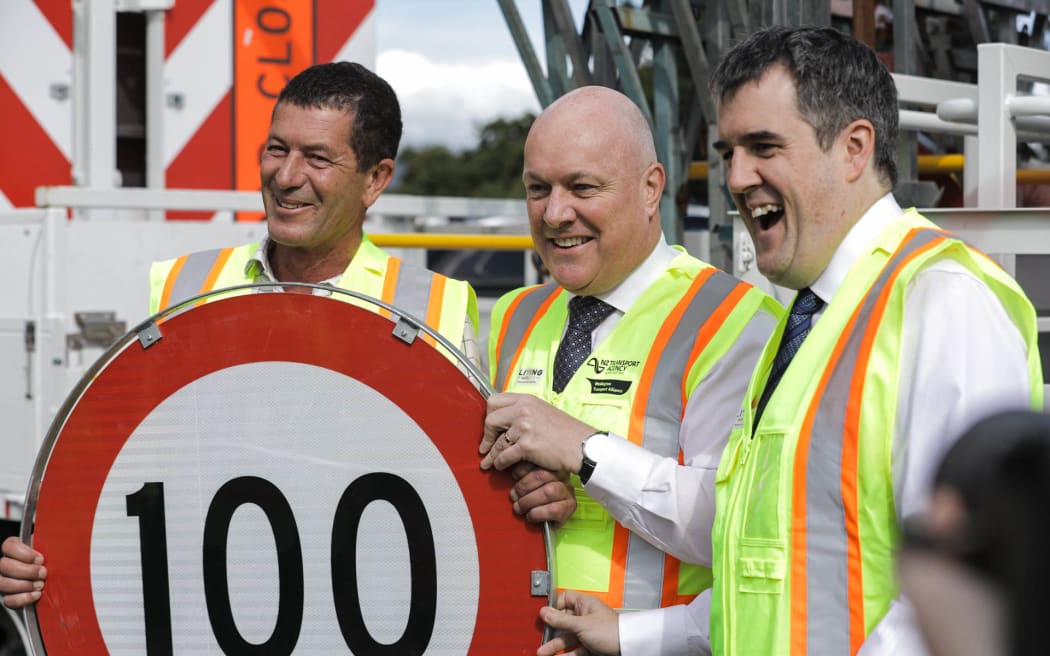 Prime Minister Christopher Luxon and Transport Minister Chris Bishop announce the start of speed limits going back up on January 29, 2025.
