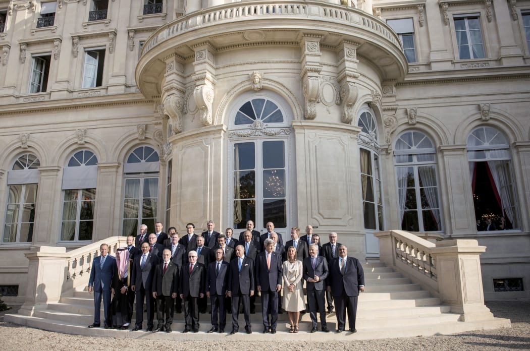Foreign ministers and leaders at the International Conference on Peace and Security in Iraq in Paris.