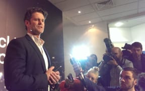 Chris Cairns speaking to reporters at Auckland Airport on Friday.
