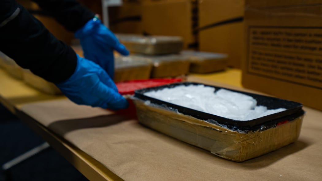 One of the containers of methamphetamine seized by police today 9/8/19.