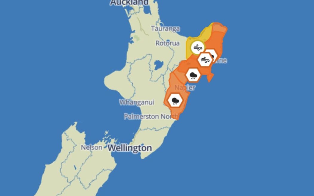 Heavy rain warnings in the North Island on Tuesday 25 June.