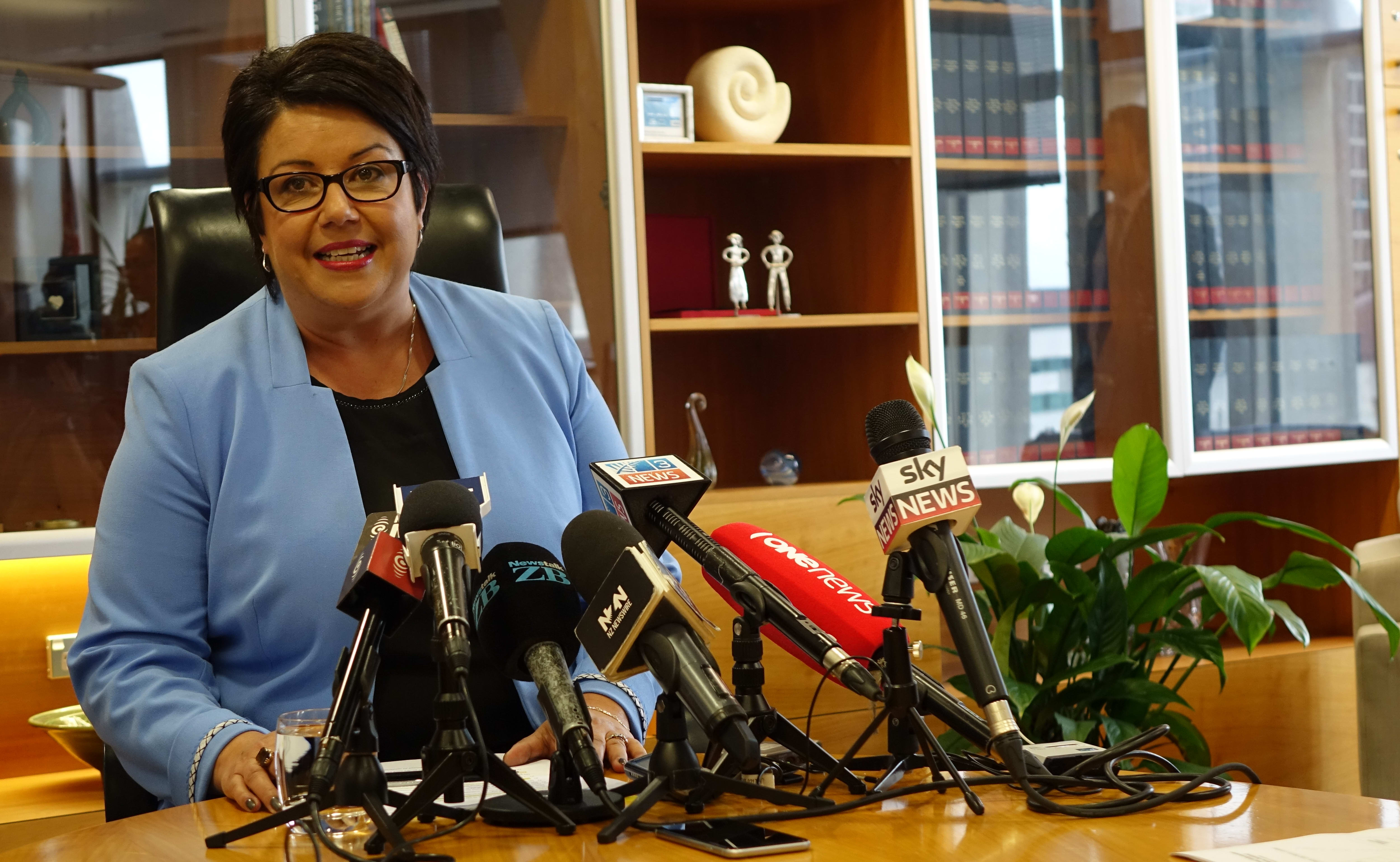 Associate Finance Minister Paula Bennett speaks in Wellington on 17 September 2015 following the government's rejection of a Chinese company's application to purchase Lochinver Station.