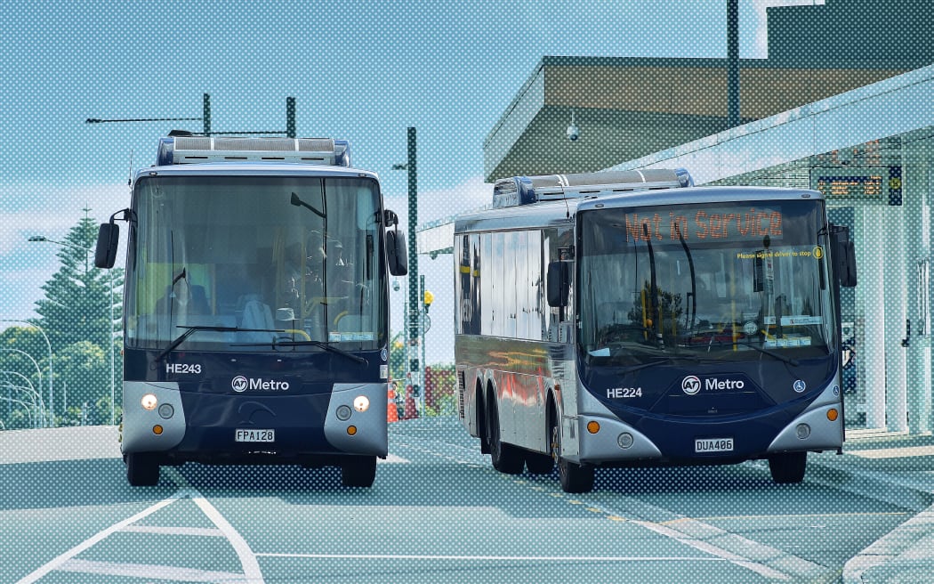 AUCKLAND, NEW ZEALAND - Apr 25, 2019: Auckland / New Zealand - April 25 2019: Bus stopped at Panmure bus station