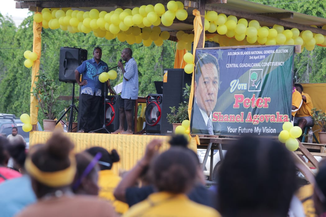 Supporters of Central Guadalcanal MP Peter Shanel Agovaka at a rally days out from the National General Election. 31 March 2019