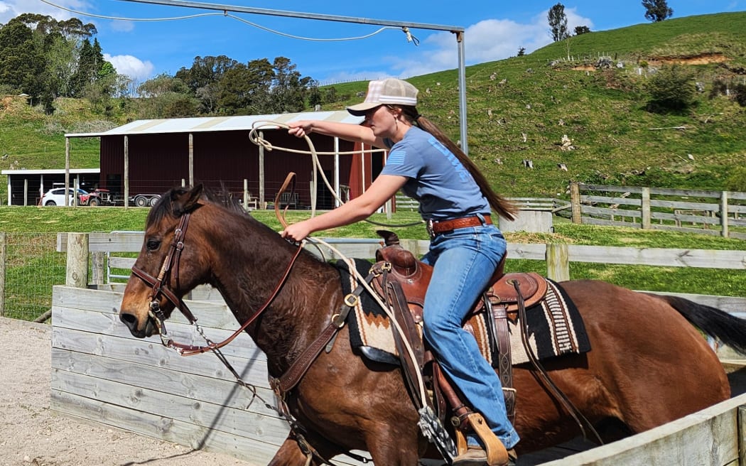 Riley practicing breakaway roping