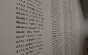 A list of names at Te Rau Aroha, a museum at Waitangi honouring Māori who have fought in conflicts in New Zealand and overseas.