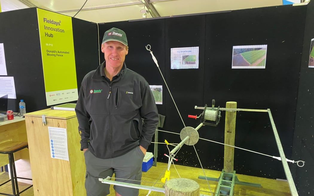 David Cornwall with his fence system.
