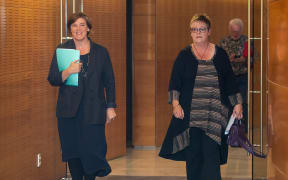 Parliamentary Under-Secretary to the Minister of Justice Jan Logie (left) and Women's Refuge Chief ExecutiveDr Ang Jury at the announcement of the government's $202 million funding boost for family violence services.