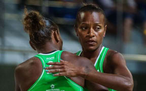 Vanuatu beach volleyballers Linline Matauatu and Miller Pata.