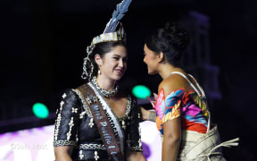 Litara Ieremia Allan, left, was crowned as Miss Pacific Islands in Honiara on Saturday, 8 February 2025.