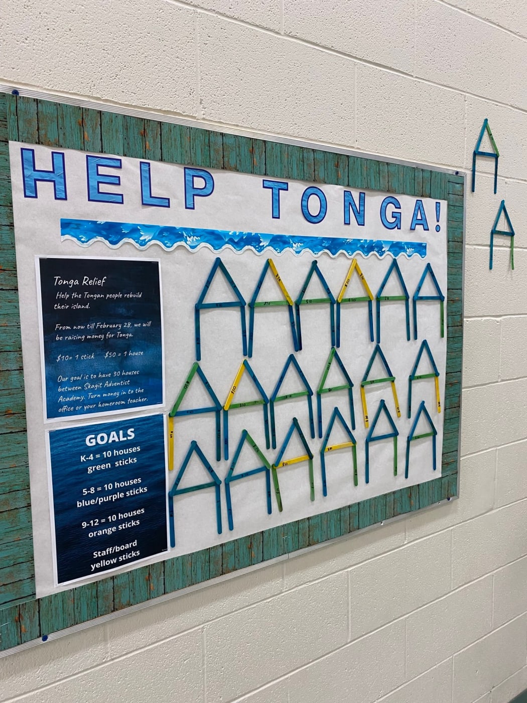 A Help Tonga poster at Skagit Adventist Academy