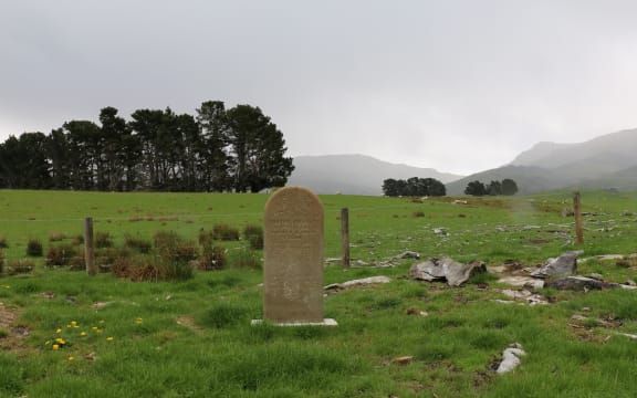 A gravestone at the Drybread Cemetery in Central Otago