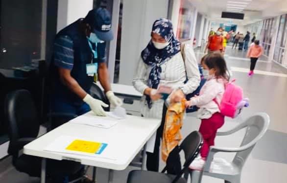 Covid-19 health screening at the Jackson International Airport in Port Moresby.