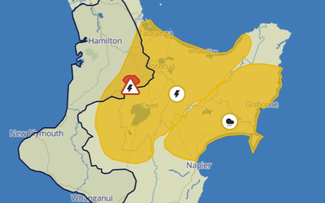 Severe thunderstorms are forecast for South Waikato, Taupō, Otorohanga.