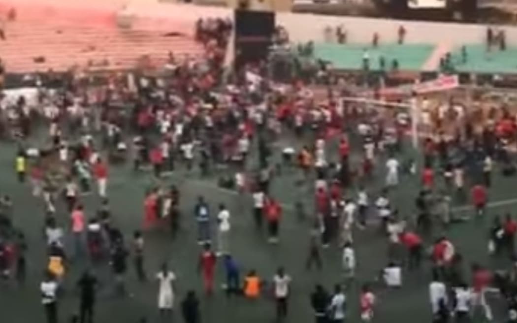 A video posted on a Senegal website appears to shows crowds on the ground at Stade Demba Diop in Dakar.