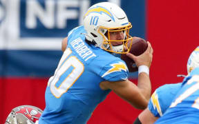 Justin Herbert in action for Los Angeles Chargers.