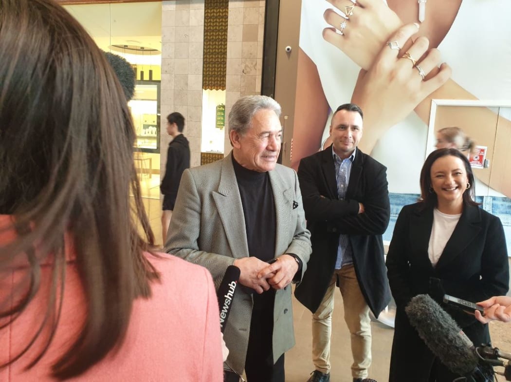 Winston Peters on the campaign trail, visiting Westfield Albany.