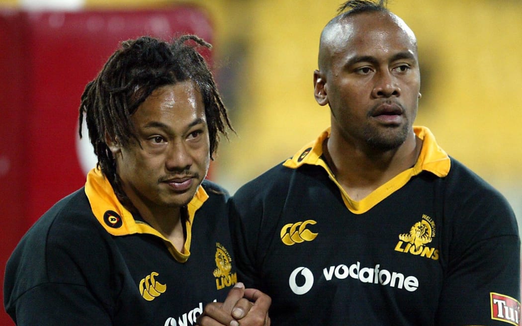 Wellington, Hurricanes and All Black teamates Tana Umaga (left) and Jonah Lomu.