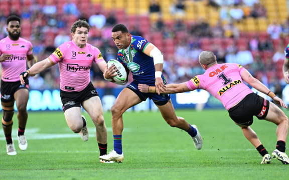 Marcelo Montoya in action for the Warriors during the NRL Round 11 match against the Penrith Panthers in Brisbane.