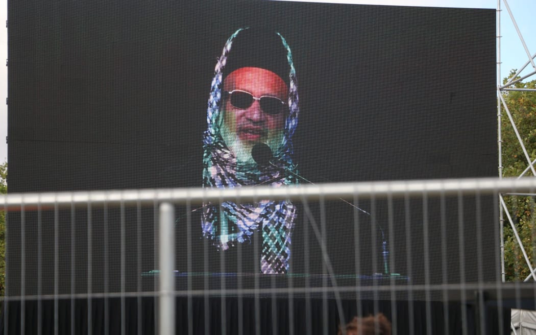 Mosque attack survivor Farid Ahmed at the national remembrance service in Christchurch.