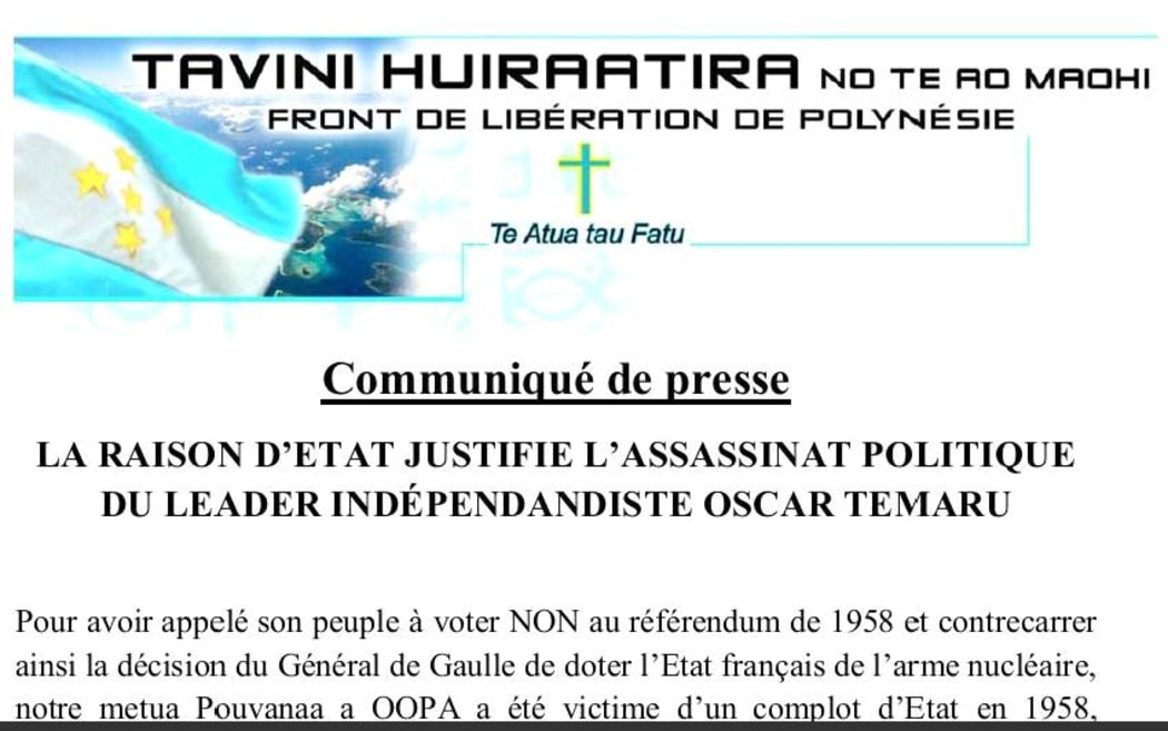 Media statement claims French political assassination of Oscar Temaru