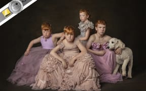 Jo Frances - portrait of Amanda's four beautiful boys and their dog