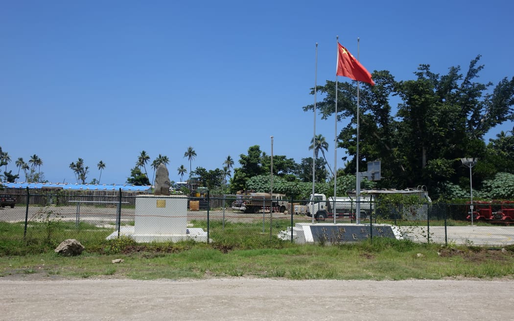 The compound for workers and equipment building the road on Tanna, Vanuatu.