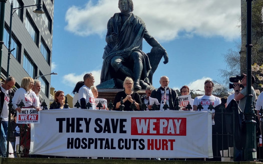 Protesters rally in Dunedin.