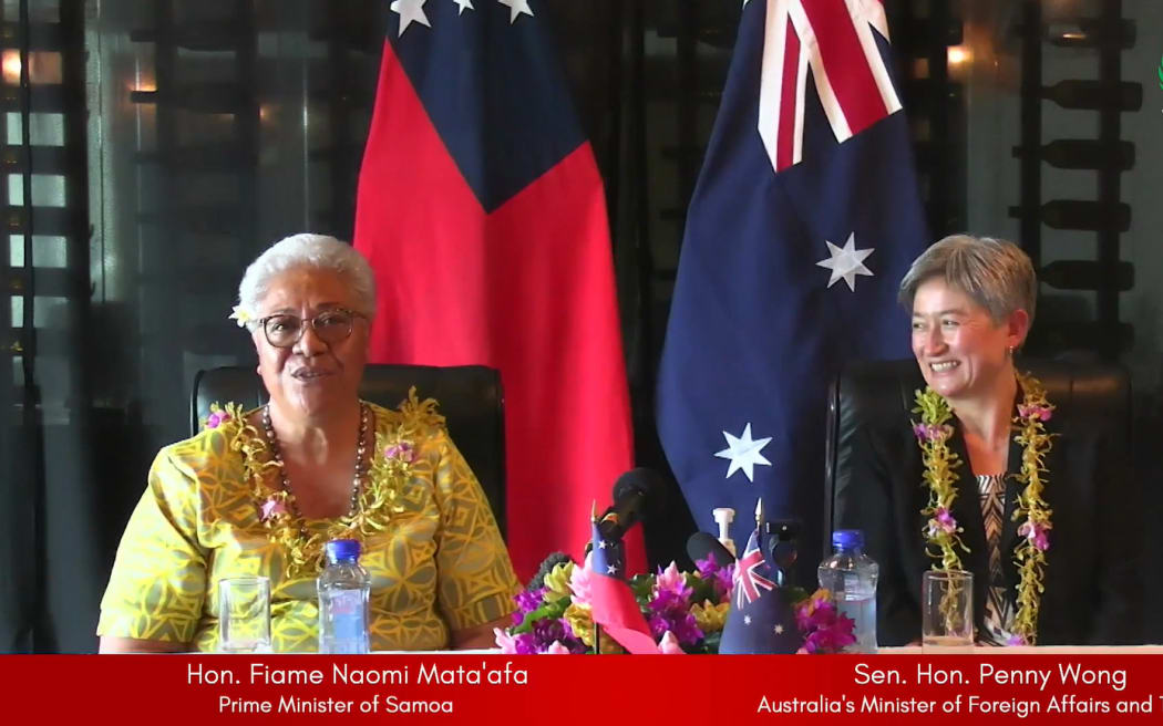 Samoa's Prime Minister Fiame Naomi Mata'afa and Australia's Foreign Minister Penny Wong