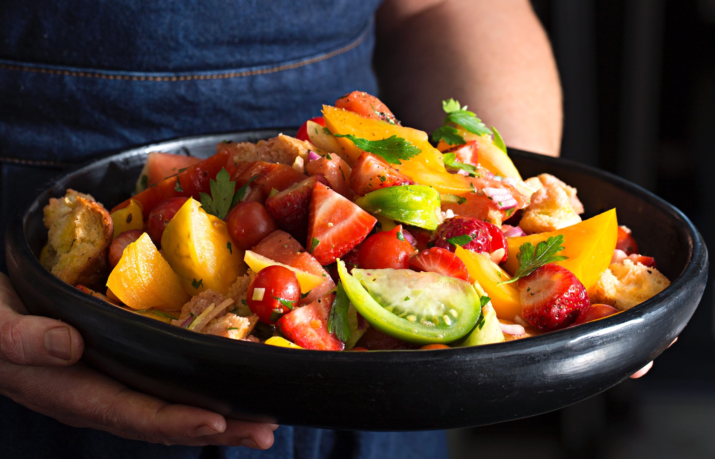 Tomato and summer fruit Panzanella