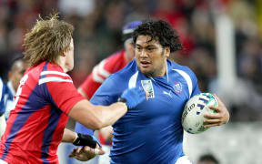 Census Johnston represented Samoa at three Rugby World Cups (pictured vs USA in 2007).