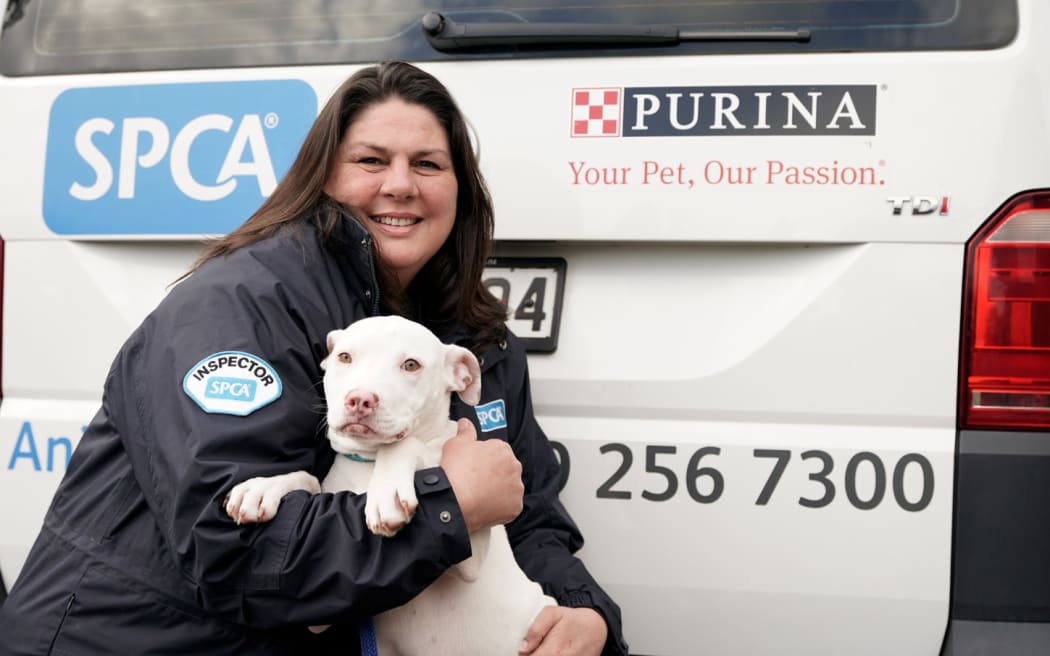 SPCA inspector Kerri with a furry friend.