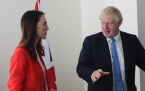 Prime Minister Jacinda Ardern with UK Prime Minister Boris Johnson.