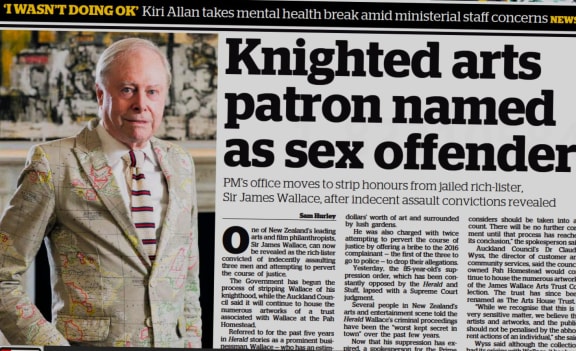 The New Zealand Herald reports the long-suppressed identity of Sir James Wallace on its front page this week.