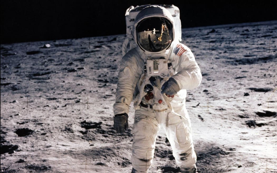 Astronaut Buzz Aldrin on the moon