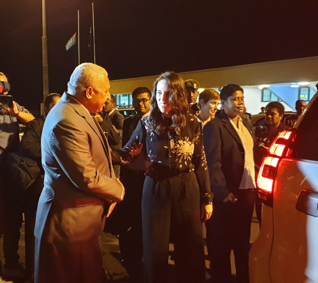 Jacinda Ardern arrives in Suva.