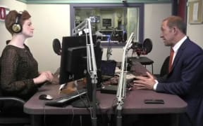 Andrew Little, Susie Ferguson in the Wellington studio
