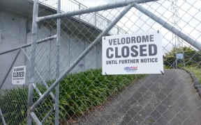 A closed sign at the entrance to the Whanganui Velodrome.