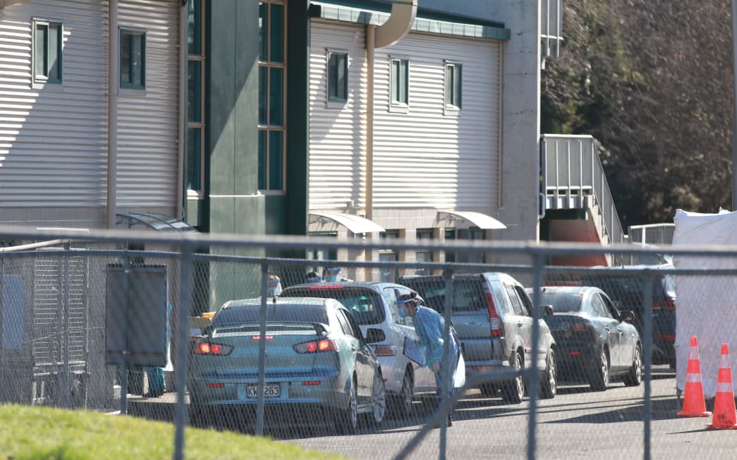 Covid coronavirus testing station at the Rotorua International Stadium in Rotorua.