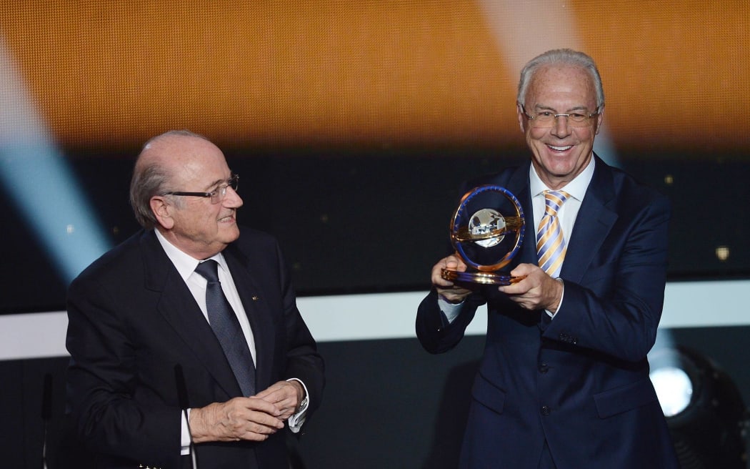 Fifa president Sepp Blatter and German football legend Franz Beckenbauer.
