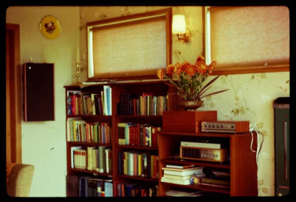 A view of a bookcase and stereo system in the living room at 4 Alton Avenue, Hillcrest on Carolyn Clark's wedding day.